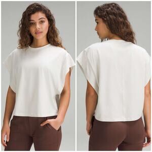 Lululemon Wide-Sleeve Cotton T-Shirt Bone Ivory Size 12 Oversized Fit Boxy Loose